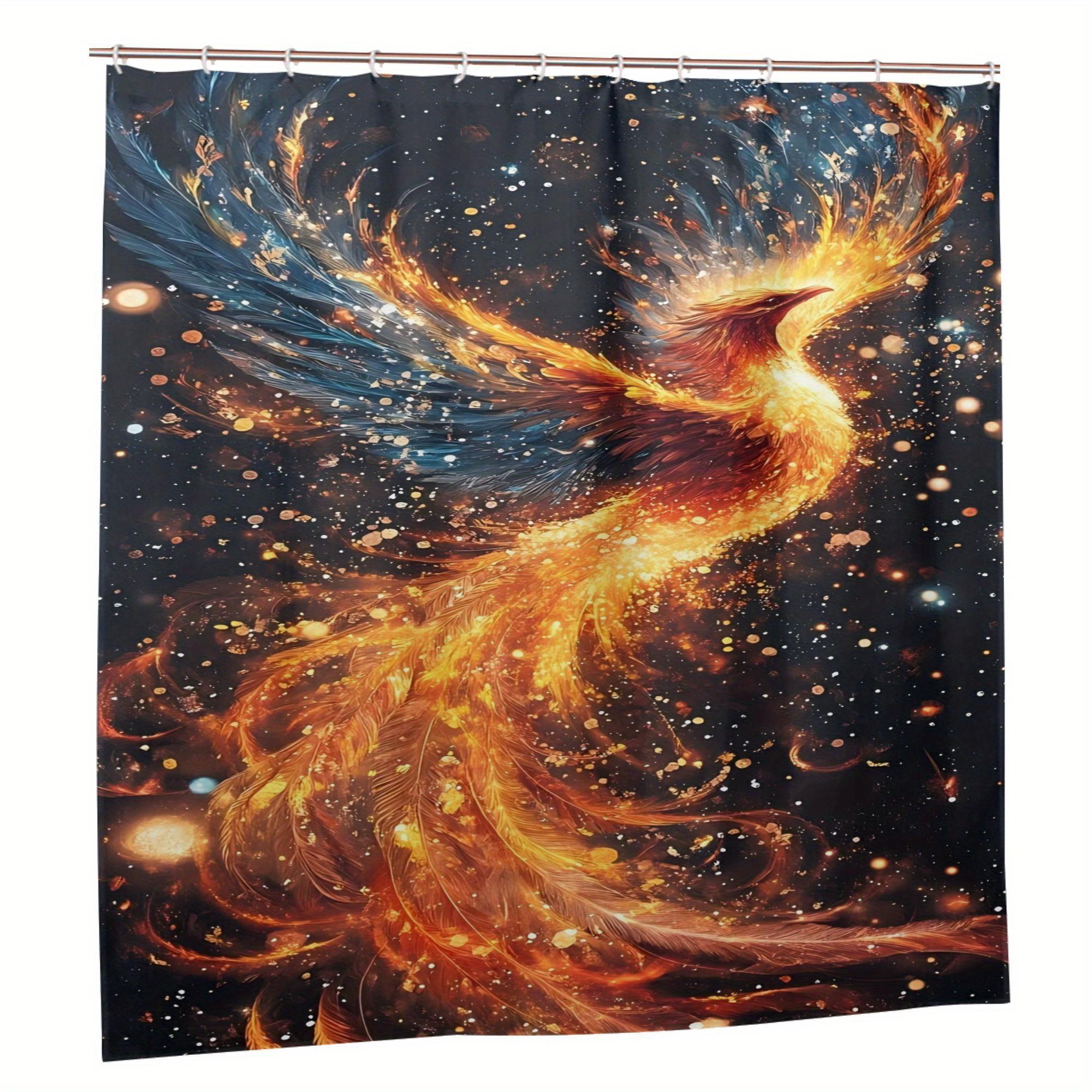 

Galactic Phoenix Waterproof Shower Curtain - Cosmic Firebird Design, Anti-Mold, Easy To Clean, Durable Fabric For Bathroom Decor W60H190(CM)-1 Pcs