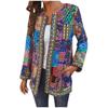 Fashion Ladies Vintage Ethnic Print Long Sleeve Jacket Jacket Cardigan Top
