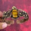 Tiger's Eye Cuff Bracelet Copper Wire Wrapped Bangle Flower Bangle Handmade Adjustable Cuff Bracelet Gemstone Copper Jewelry Gifts for Women