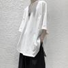 Men T-shirt Solid Color Simple Casual Young Style Friendly to Skin Round Neck Loose Split Hem Half Sleeves Summer Tops Men Clothes