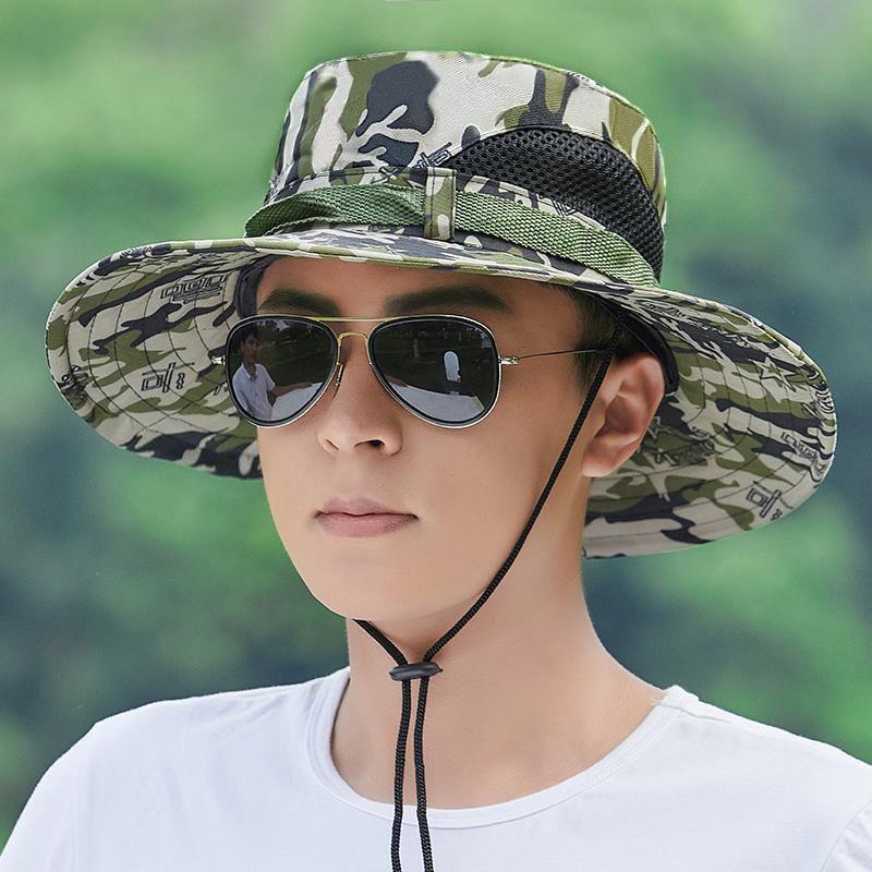 

Men s Wide Brim Summer Sun Fishing Hat - Outdoor and Hiking Straw Sunshade One Size камуфляжний