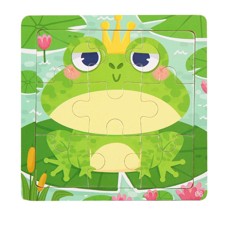 11x11cm New Wooden 3d Puzzle Cartoon Animal Dinosaur Early Learning Educational Montessori Wooden Puzzle Toys for Kids