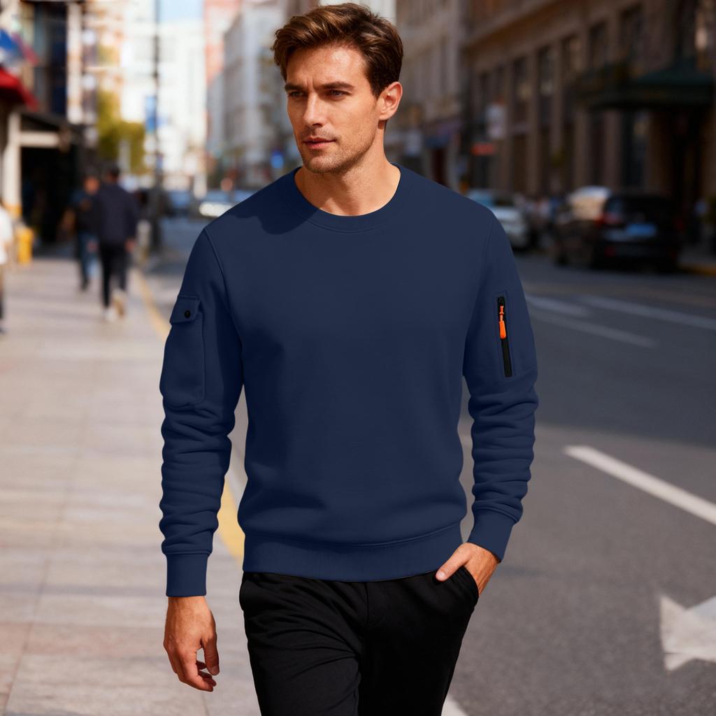 Men'S Fleece Round Neck Pullover With Fleece Solid Color Hoodie And Fleece Fleece Fleece Jacket