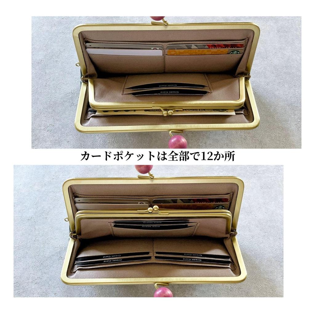 ASIAN ZACCA Cbr0002 Genuine Leather Double Kiss-Lock Long Wallet Dot Greige Square Frame Wooden Bead Clasp Made In Japan