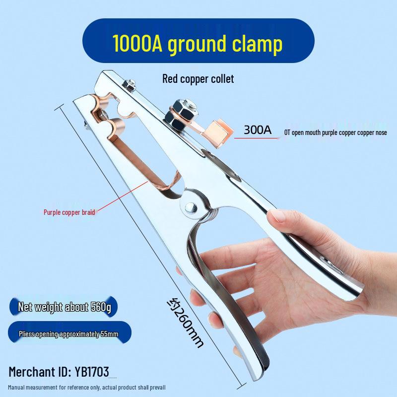 Pure Copper Electric Welding Ground Clamp - Thickened Welding Pliers and Handle for Argon Arc Welding Machine Grounding Accessories.