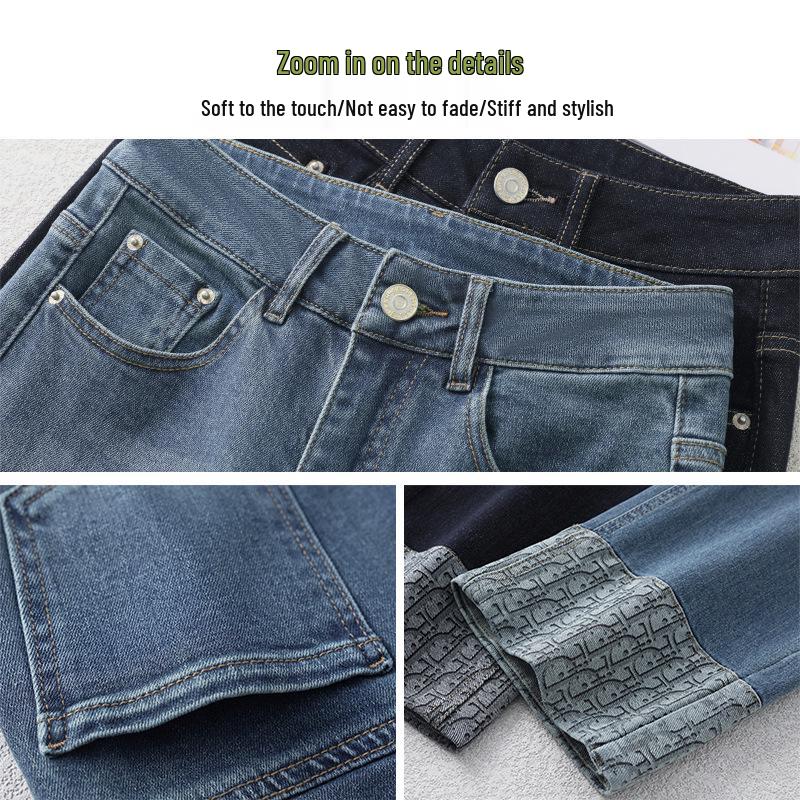 2025 New Spring Women's High-Waisted Blue Slimming Harem Jeans - Cuffed, Cropped, and Loose-Fit Cigarette Pants