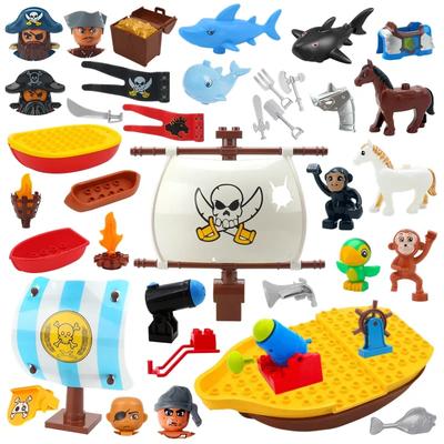 Blocchi da Costruzione Grandi Serie Nave Avventura Compatibile Duplo Pirati Coraggiosi Isola del Tesoro Bambini Regali Giocattoli da Montare