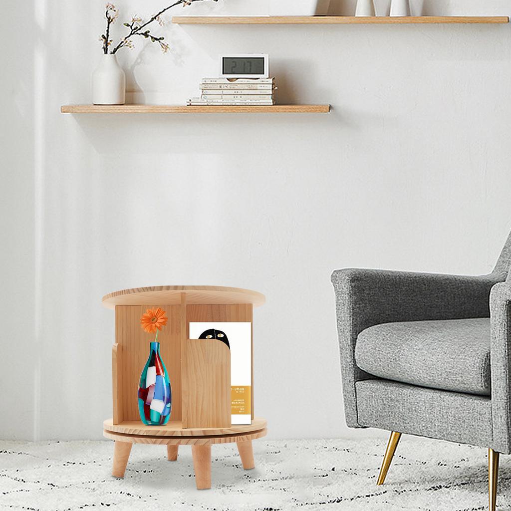 Floor Standing Rotating Bookshelf Multi-Functional Wooden Storage Rack Suitable for Living Rooms, Study Rooms, Bedrooms