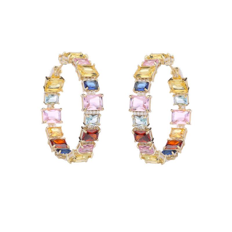 Kolczyki dla kobiet 2022 luksusowe żółte złoto kolor Bling AAA cyrkonia wkładka przesadzone kolczyki koła kobiece Party modna biżuteria