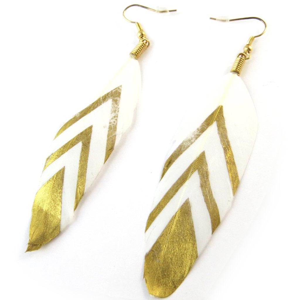 Les Trésors De Lily [N7346] - Boucles Créateur 'Cheyennes' blanc doré