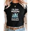 European Sizes Women's "Buy More Crystals" Work Quote T-Shirt - Short Sleeve Crew Neck Casual Top with Motivational Selling Apparel