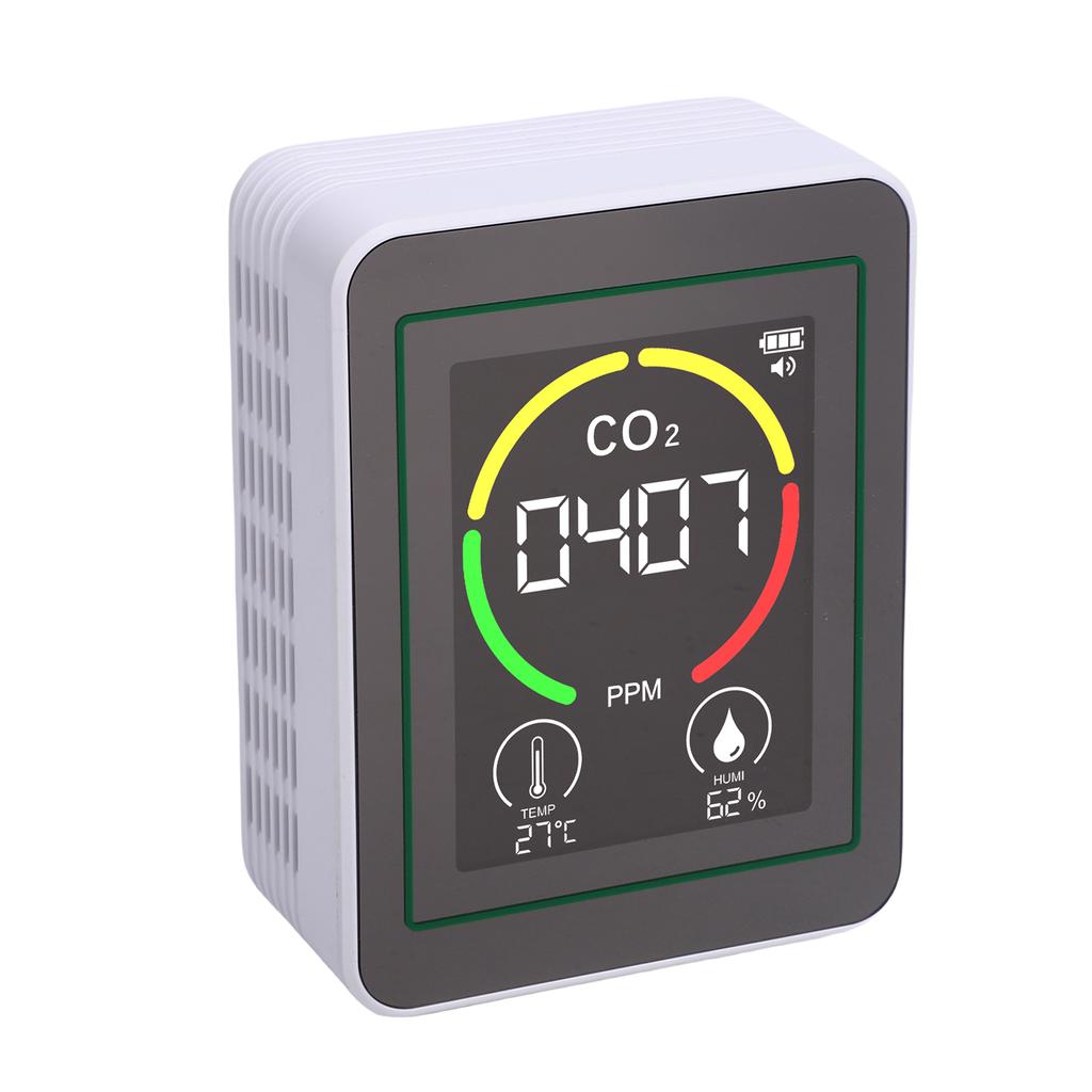 Detektor Jakości Powietrza 3 w 1, Monitorowanie w Czasie Rzeczywistym Dwutlenku Węgla, Wilgotności, Temperatury, Kolorowy Ekran 2,8 cala,