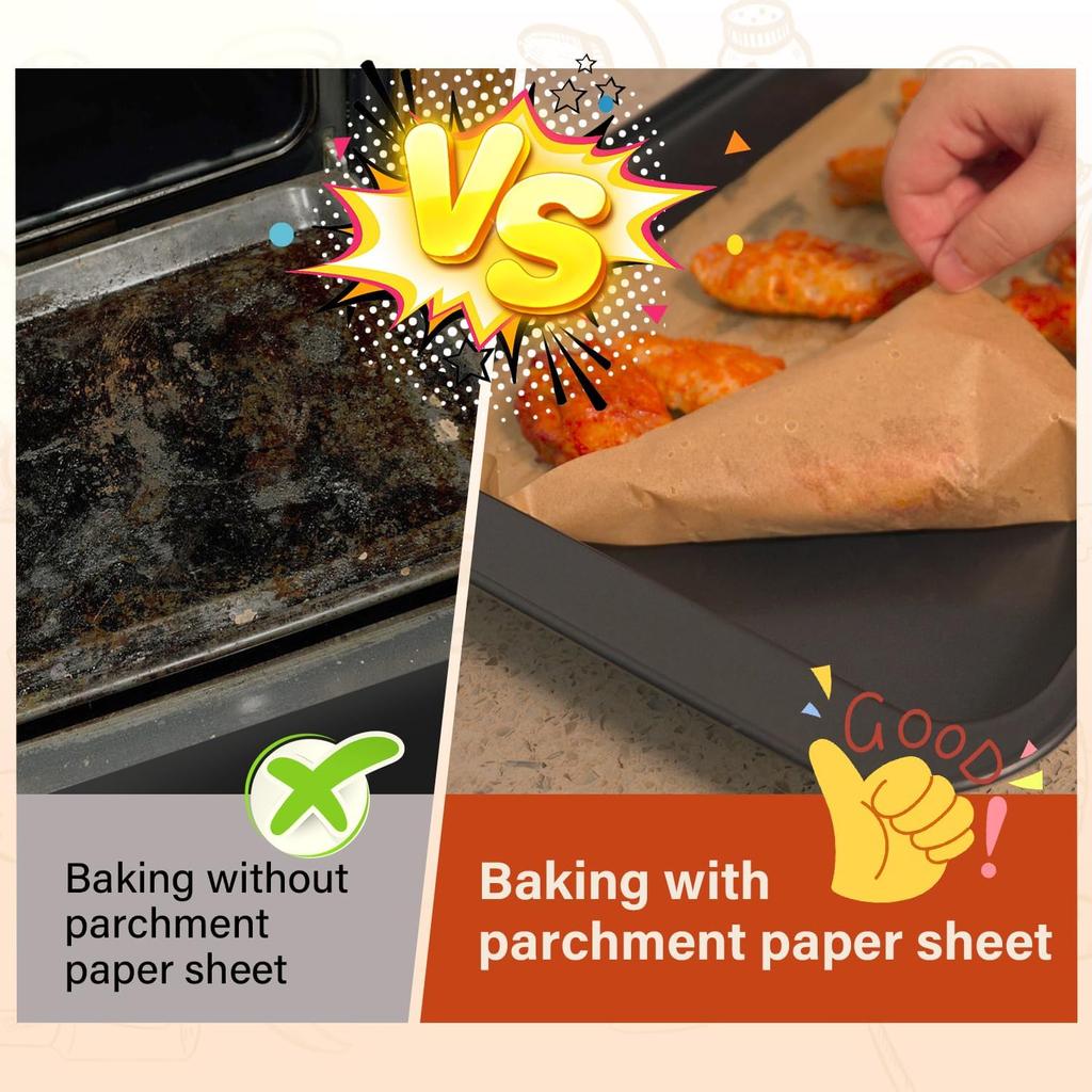 Parchment Paper, Parchment Paper Sheets For Baking, 9x13 In Precut Baking Parchment For Baking, Grilling, Air Fryer, Steaming, Unbleached Parchment