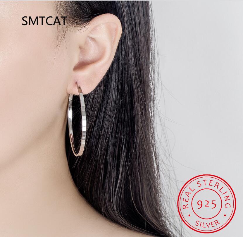 Real 925 Sterling Silve Fashion Inside Diameter 30 40 50 60mm Hoop Earrings For Women Men Personality Jewelry DG0132