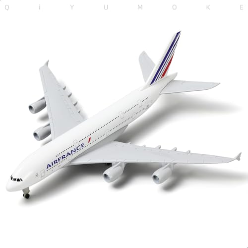 QIYUMOKE A380 France 1/300 Diecast Metal Airplane Model - A380 Sky Jumbo A380 Model Airplane with Stand (7.5" Long) for Aviation Enthusiast Gift or Di