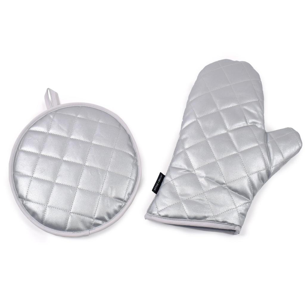 STYLE Decor set Mitten pot set Apron Kitchen Cooking Fleur Gift Celebration Stylish Cute STYLE Decor W8701300 2-piece