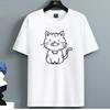 Para Camiseta de Hombre, Algodón de Calidad, Manga Corta, con Lindo Estampado de Gato Negro, Cuello Redondo,
