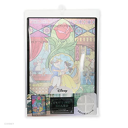 YAXEL Disney Beauty and the Beast, Made in Japan, with Stand, Stained Glass Style, 263 x 185mm