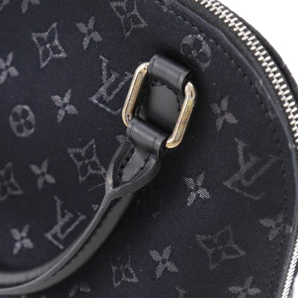 Louis Vuitton Little Alma Handbag M92146 Black Monogram Satin Women Used