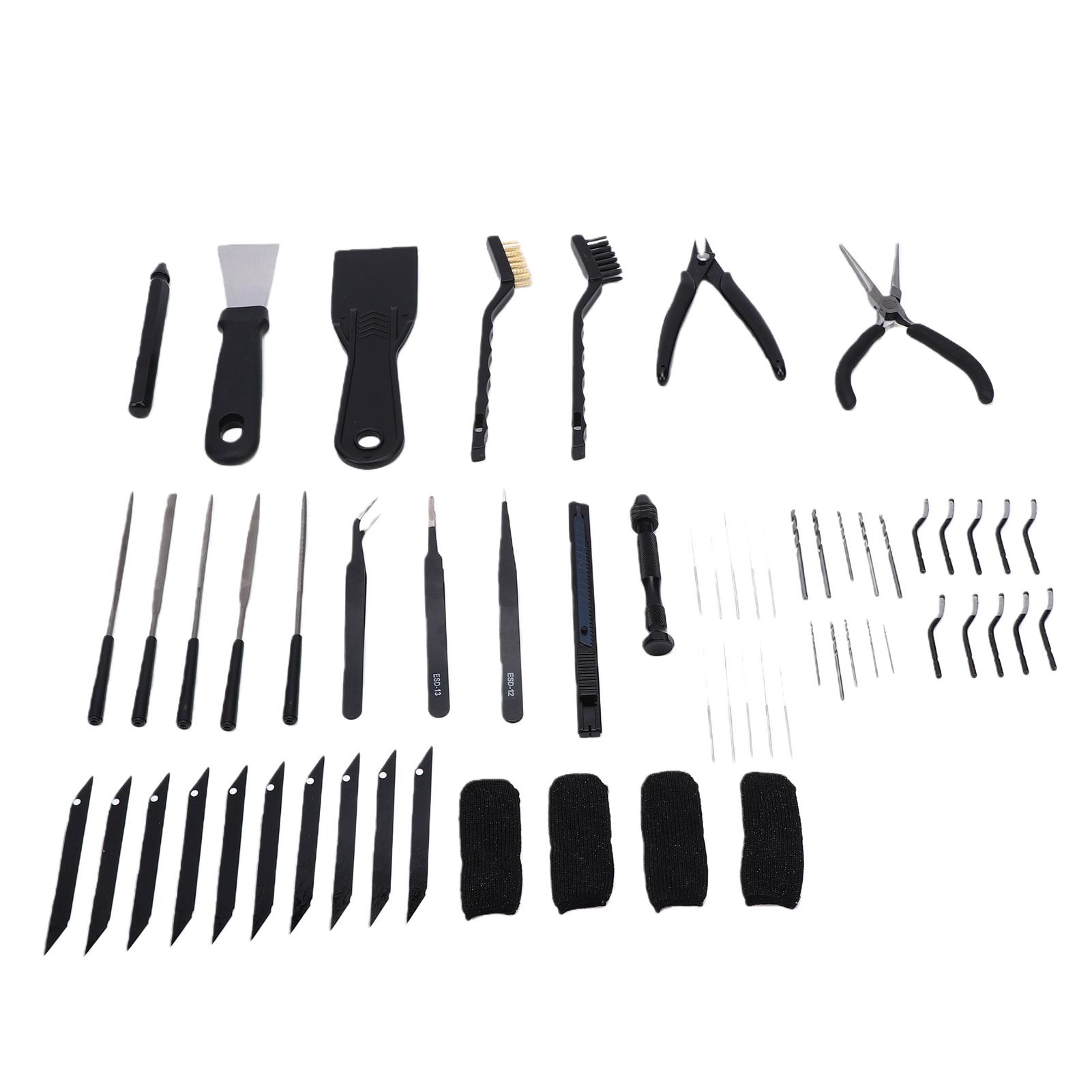 Kit d'outils pour imprimante 3D Outils de coupe de filament Finition de modèle Outils d'ébavurage pour Modélisation par Dépôt Fondu Imprimantes SLA black