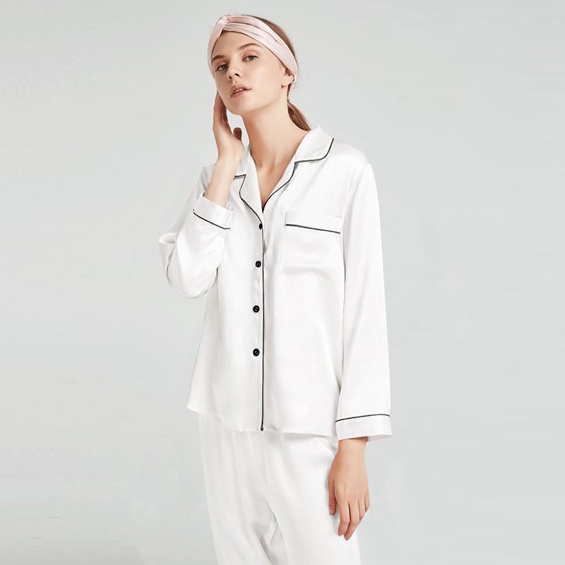 

Diexiu 22 Momme Heavyweight Silk Long Sleeve Pajama Set - Two-Piece Loungewear L
