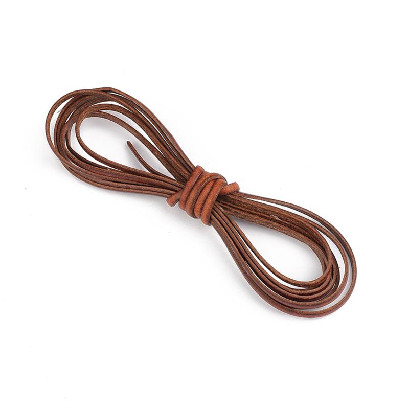 

2M Vintage Cowhide Leather Cord Strip Round/Flat Rope String Diy Bracelet Necklace Braided Craft Jewelry Making Accessories A3