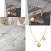 Chic Lightweight Titanium Steel Starfish And Shell Pendant Necklace For Everyday Wear