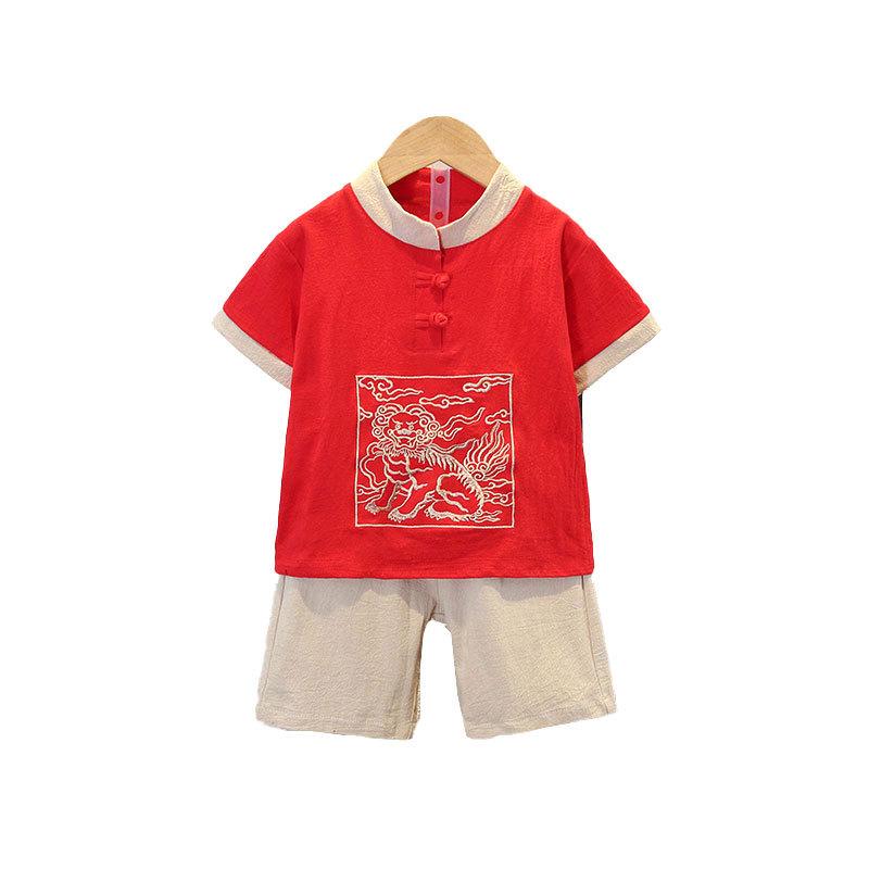 Children's Hanbok Boys Short-sleeved Chinese Style Tang Suit Spring, Summer and Autumn Suit Girls Ancient School Chorus Performance Clothing
