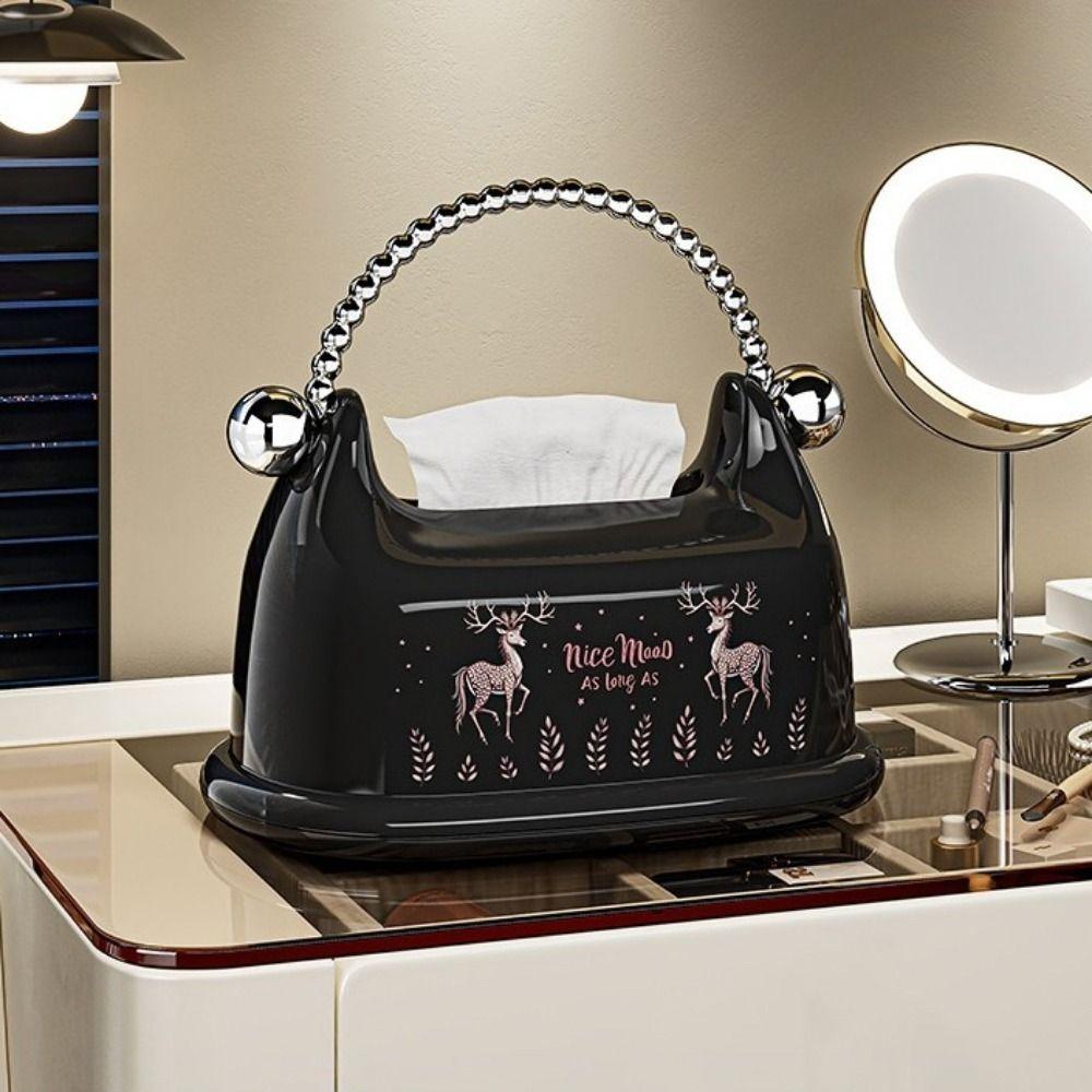 Decorative Tissue Storage Box High Aesthetic Napkin Holder Creative Desktop Tissue Holder  Kitchen