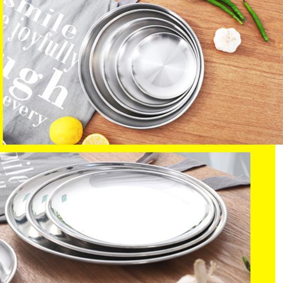 Stainless Steel Plate Tableware Matte Round Dining Dish Dessert Pizza Fruit Tray