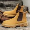 Fashion Luxury Brand Men Chelsea Boot Casual High Top Shoes Men High Quality Classic Motocros Shoes Yellow Men Boots Leather Ankle Boots