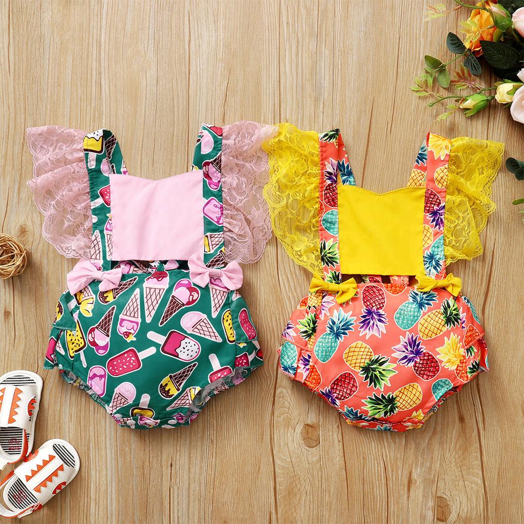 Buy [Lucky] Infant Baby Girls Ruffle Snakeskin Printed Backless Romper