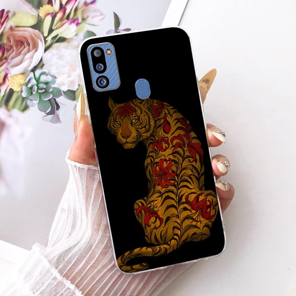 For Cover Samsung Galaxy M21 2021 Phone Case SM-M215G Shell Fashion Flower Soft Silicone Clear Cover For Samsung M21 2021 Fundas