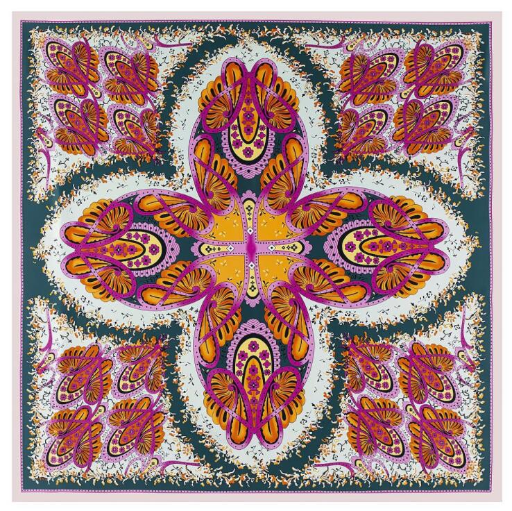 New Arrival Square Silk Ladies Luxury Brand Twill Scarf Shawl Butterfly Print  130*130CM Winter Scarf Women