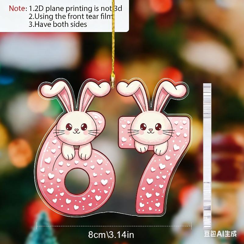 2D Flat Acrylic Bunny 67 Decoration Sign, Valentine's Day Gift, Suitable for wall decoration, porch, room, villa, accents Home, Hallway, or Workplace
