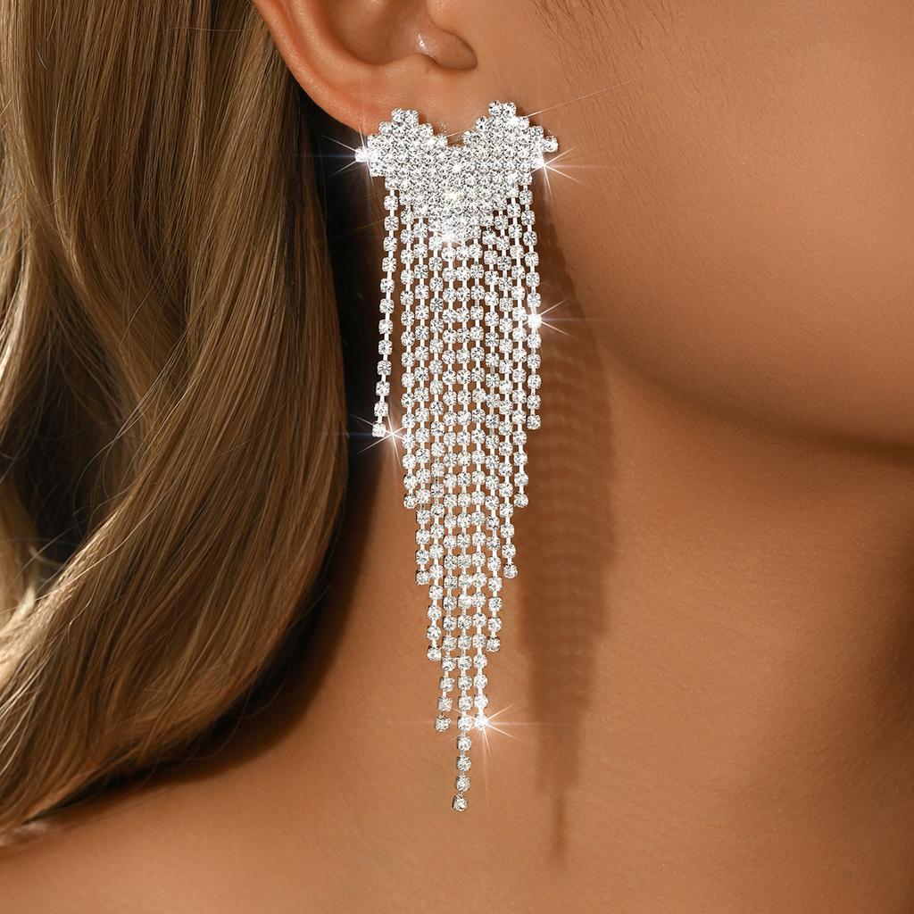 Super Flash Exquisite Korean Edition Evening Banquet High End Charm Earrings and Earrings Jewelry