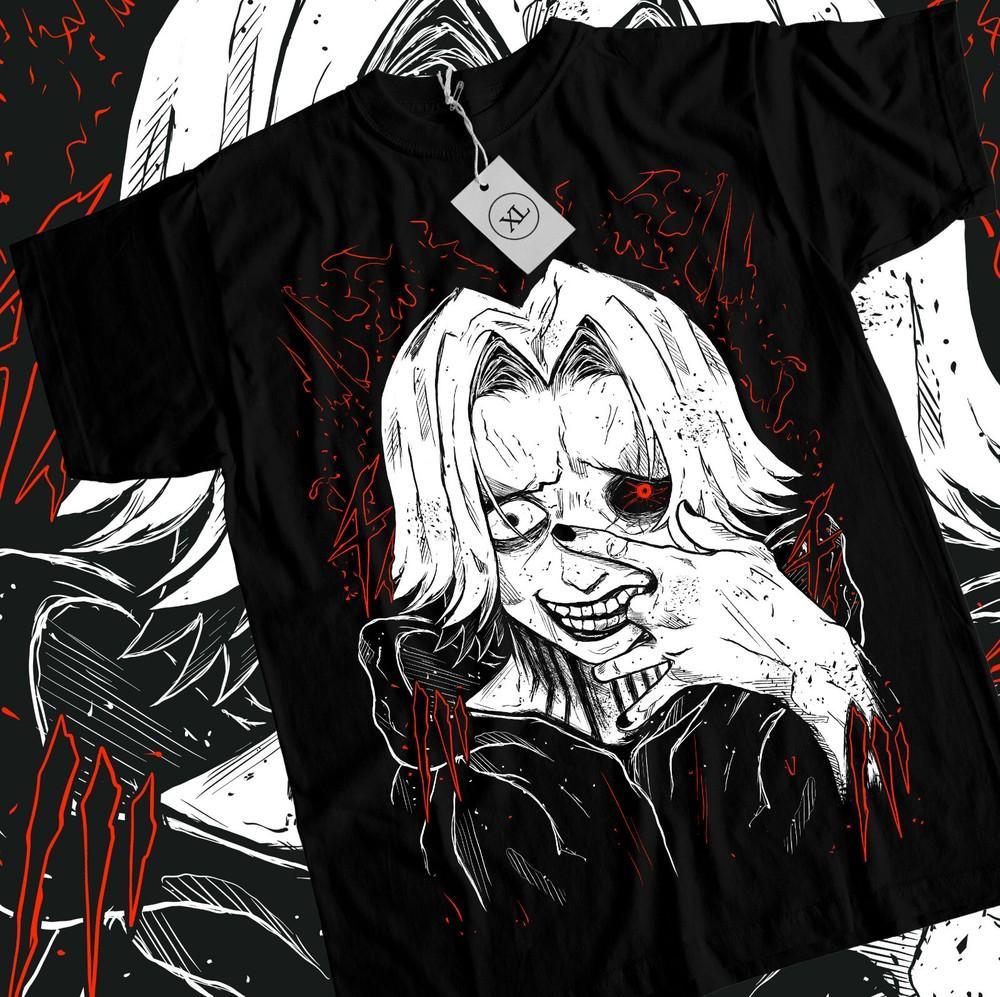 Футболка Seidou Takizawa Токийский гуль Полоска Аниме Унисекс Черная футболка Футболка Все размеры Унисекс Футболка L
