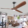 52 Inch Walnut Ceiling Fan, Remote Control with Adjustable Light, Large Diameter, 3 Fan Blades Reversible DC Motor Pendant Light