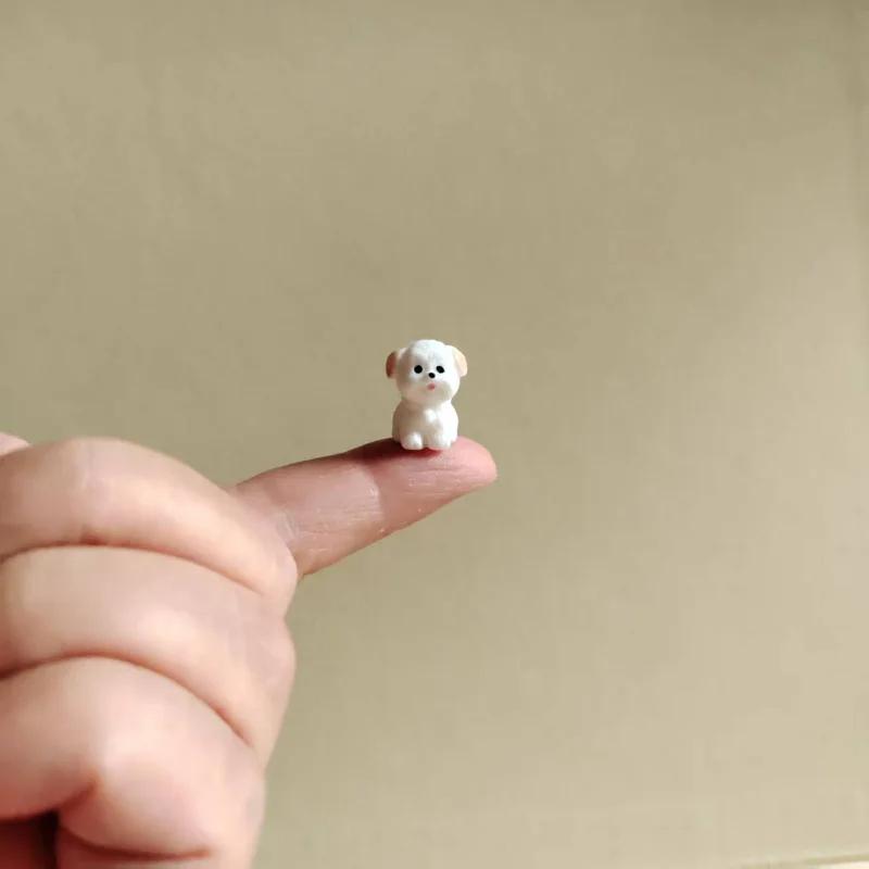 5 stk Miniature Hvalpe Eventyrhave Dekoration Kawaii Harpiks Tegneserie Dyr Hvid Hund DIY Boligindretning Dukkehus Tilbehør