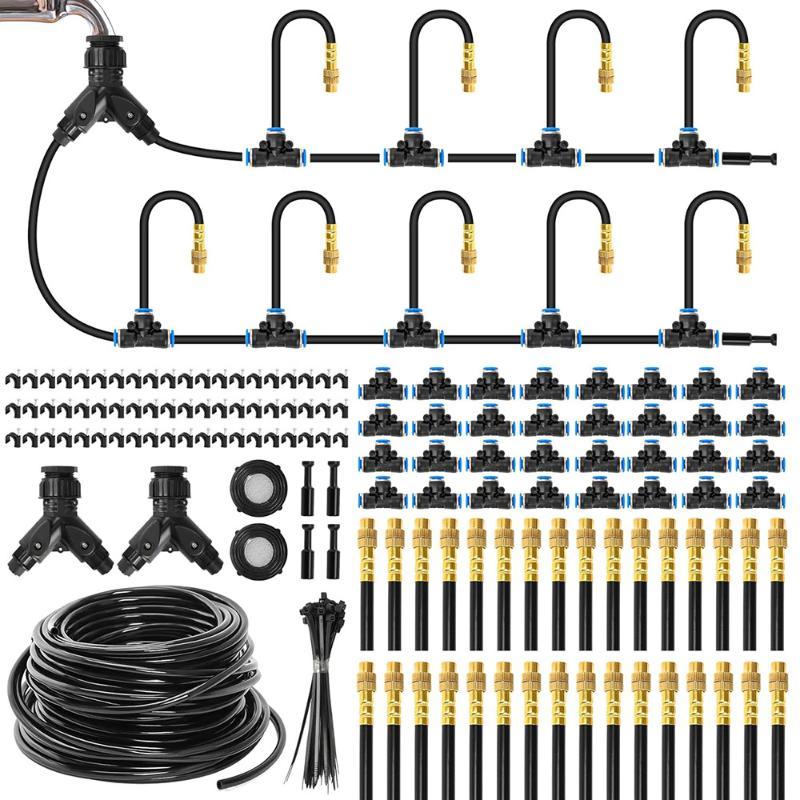 Outdoor Cooling Mist Irrigation Kit 16Pcs Brass Atomizer Nozzles Reusable Misting System for Patio Garden Backyard Summer Use