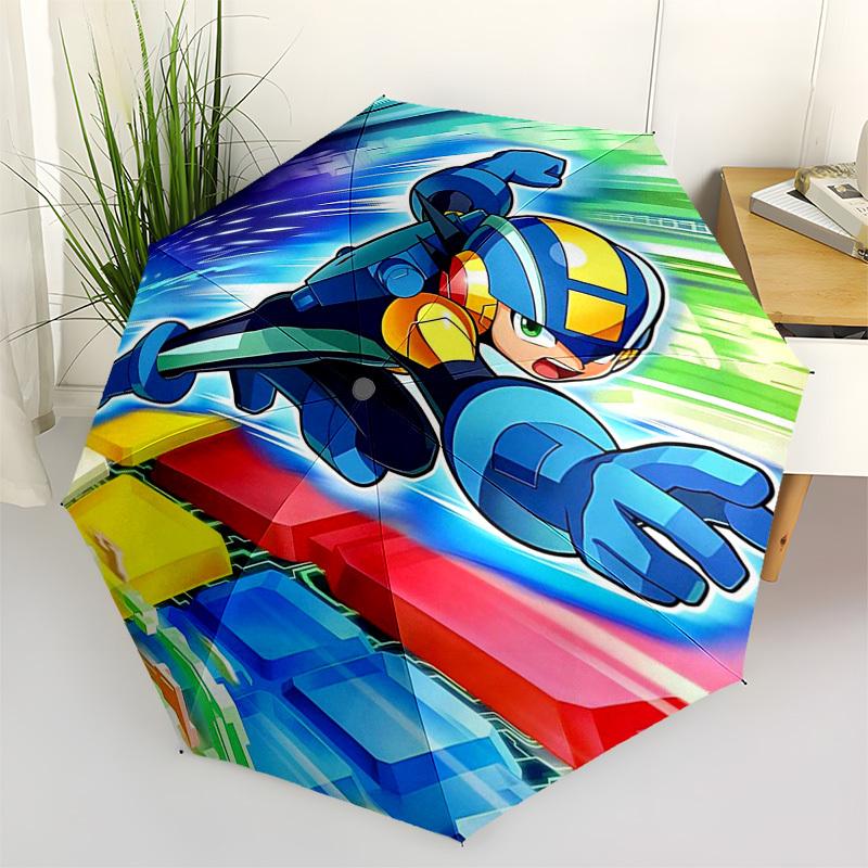 

1pc Mega Man Automatic Opening/Closing Outdoor Umbrella with Foldable Design, 8-Rib Structure - Perfect for Outdoor Use, Travel, and Gifts for Fa