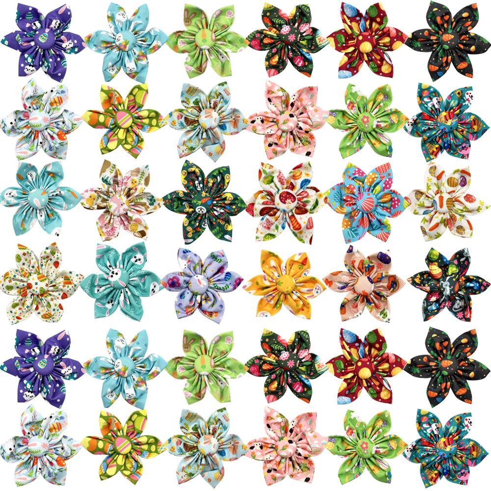 50/100pcs Easter Dog Accessories Slidable Flower-Collar Pet Dog Bow Ties Small Dog Collar Charms Pet Supplies For Small Dogs 50pcs