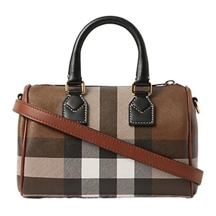 Burberry Cow Leather Bowling Bag, Shoulder Bag, Crossbody Bag, Handbag Mini Women's Brown 80696631