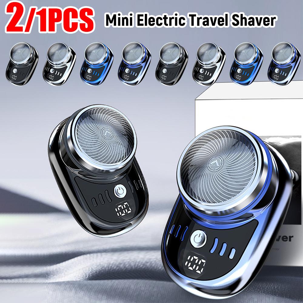 Men Mini Electric Travel Shaver with Digital Display Face Beard Trimmer Washable Rechargeable Shaver Pocket Size Portable Shaver