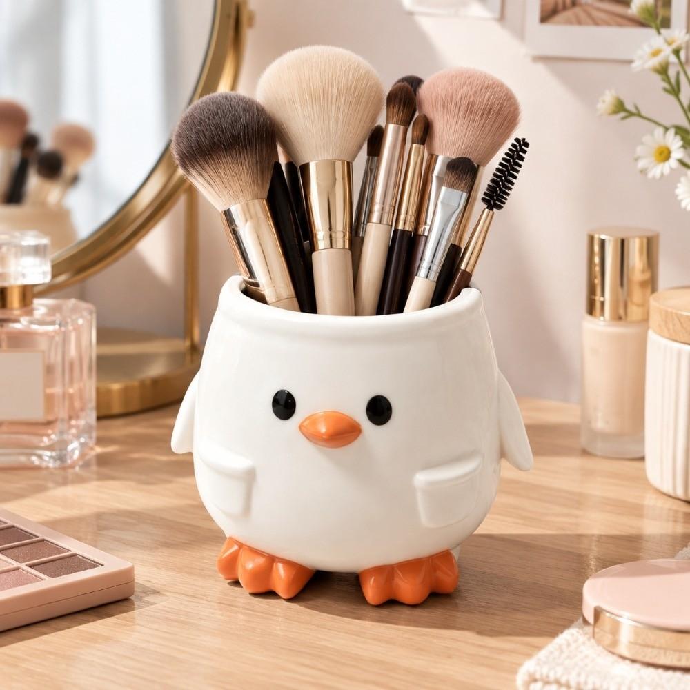 Multifunction Table Storage Box Flowerpot Desktop Organizer Cartoon Penguin Pen Holder Office