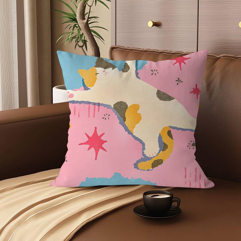 Niedliches Cartoon Katze Kissen Geschenk Heim Büro Dekoration Schlafzimmer Sofa Auto Kissenbezug Hülle 45x45