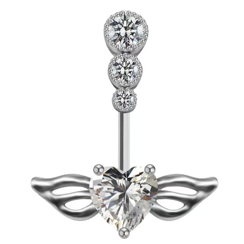 Angel Wings LOVE Zircon Belly Button Ring