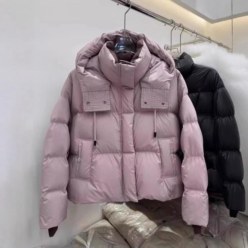 Womens Thick Short Puffer Jacket With Hood Warm Winter Cotton Coat Small Stature Solid Color Casual Outerwear