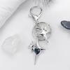 Guitar Pendant Keychain with Shimmering Stones Metal Keyring Sweet Cool Girls Key Chain Lightweight Jewelry for Bag