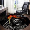 1pc SkeleFlame Office Round Area Rug, Indoor Mat Suitable ForOffice, Under Office Chairs Bedroom Living Room Home Decor, Room Deco q113